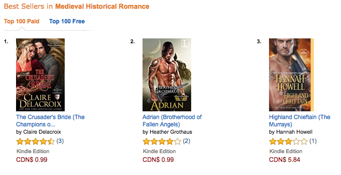 The Crusader's Bride at Amazon CA on October 3, 2016