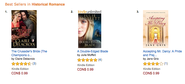 The Crusader's Bride at Amazon CA on October 3, 2016