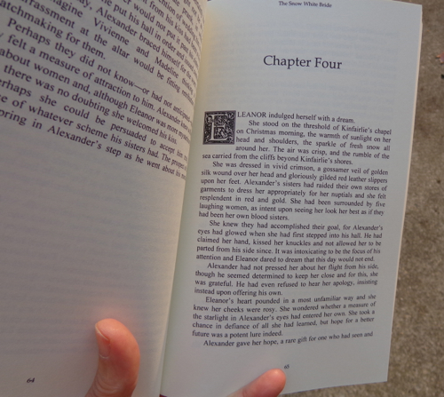 2016 updated print interior of The Snow White Bride, book #3 of the Jewels of Kinfairlie series of medieval Scottish romances by Claire Delacroix