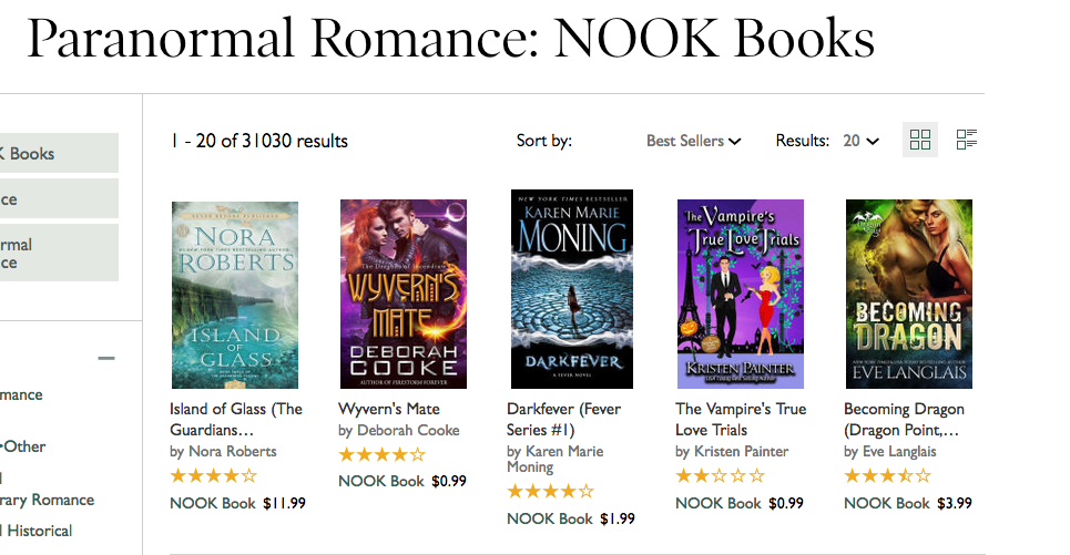 Wyvern's Mate on the Nook Paranormal romance bestseller list on January 7, 2017