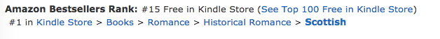The Renegade's Heart is #15 overall in the Kindle store, and #1 in Scottish Romance at Amazon.co.uk on April 26, 2017