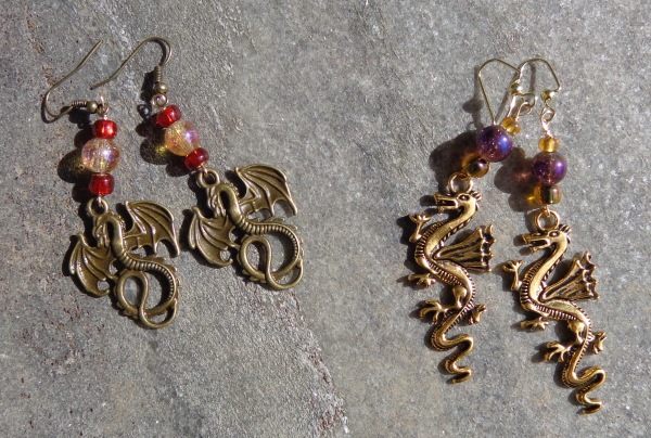 dragpn earrings made by Deborah Cooke