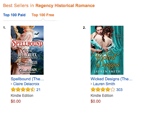 Spellbound, a Regency romance anthology, was #1 free in Regency romance at Amazon.com on July 5, 2017