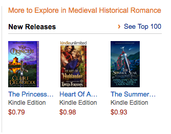 The Princess, a medieval romance by Claire Delacroix, at #1 in Hot New Releases in Medieval Romance in the Kindle store