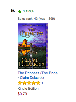 The Princess, a medieval romance by Claire Delacroix, at #43 overall in the Kindle store on August 26, 2017
