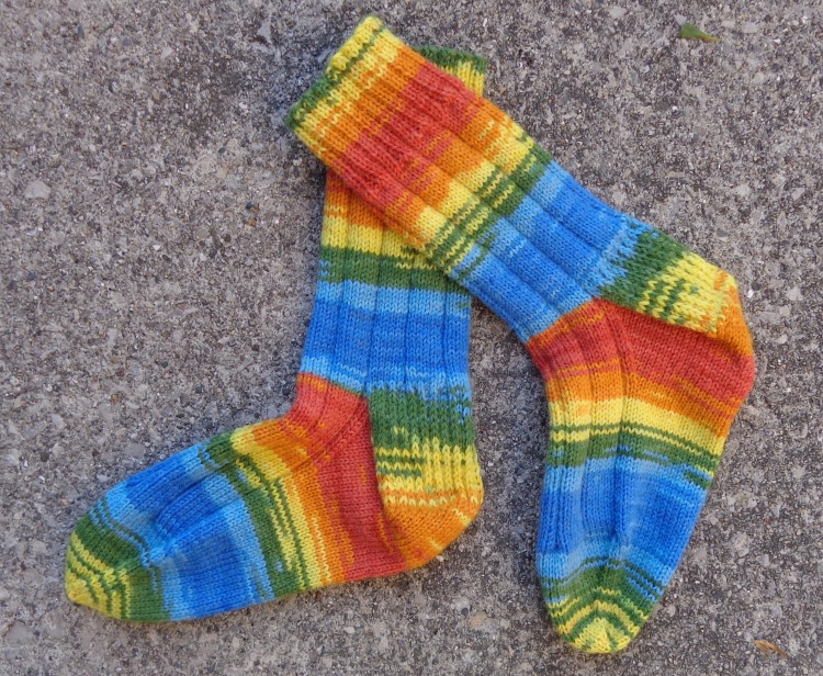 Socks knit by Deborah Cooke in Patons Kroy Stripes