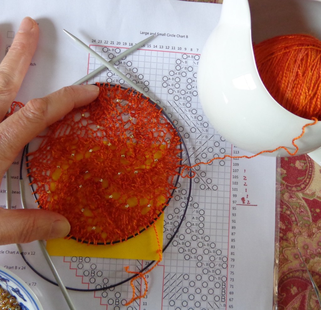 Fire Dance shawl, cast on AGAIN by Deborah Cooke