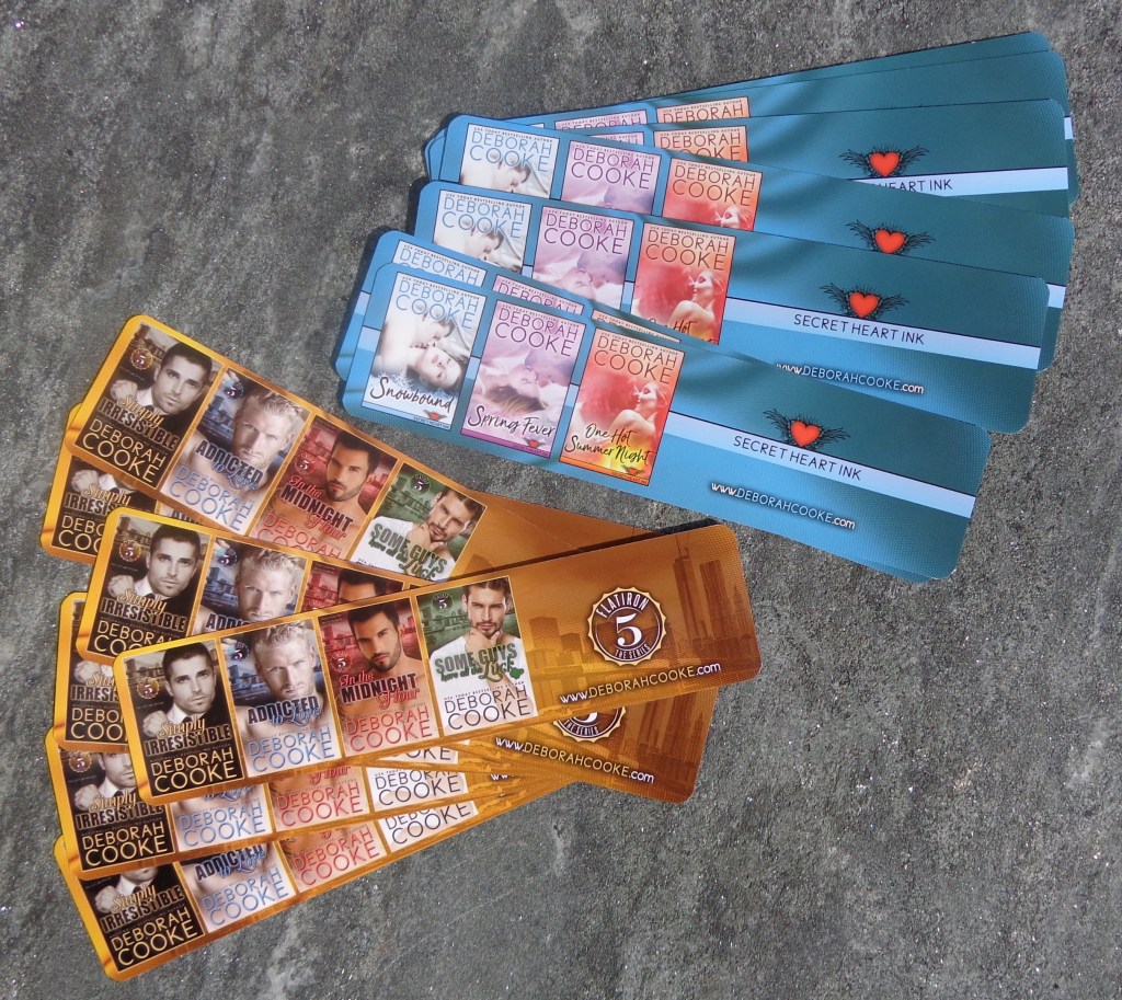 bookmarks for the Flatiron Five series of contemporary romances by Deborah Cooke