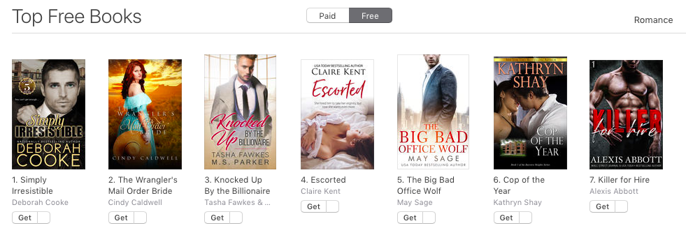 Simply Irresistible at #1 in Romance at iBooks on September 22, 2018