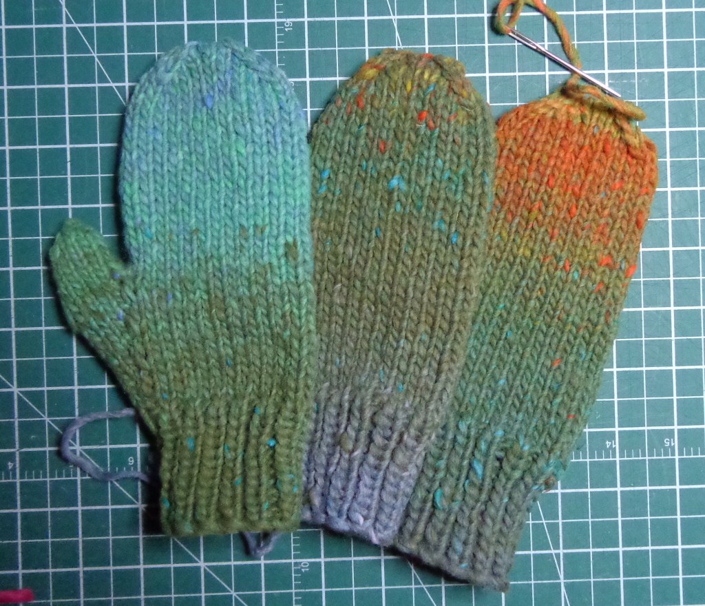 mittens knit in Rowan Colourscape Chunky by Deborah Cooke