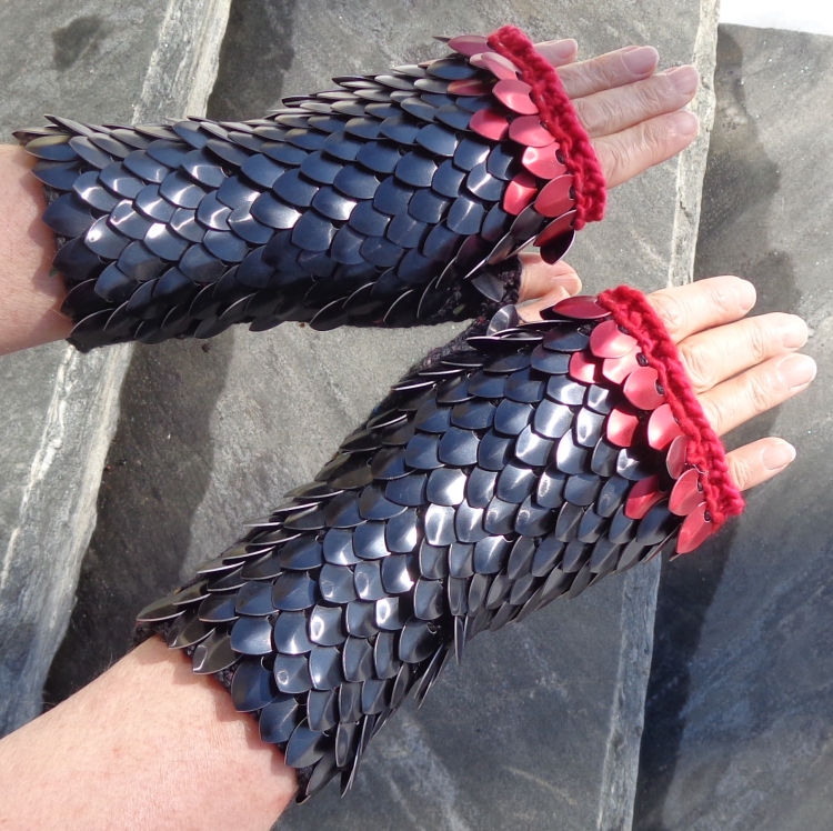 Dragon Scale Mitts knit by Deborah Cooke