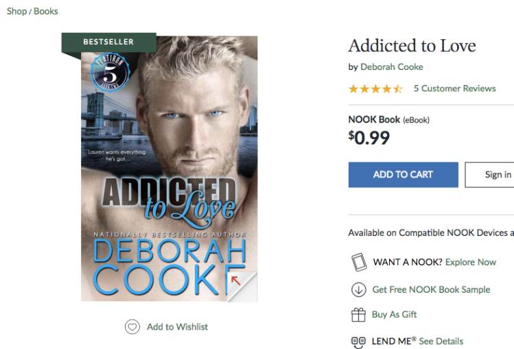 Addicted to Love with a Bestseller ribbon at Nook on March 20, 2019