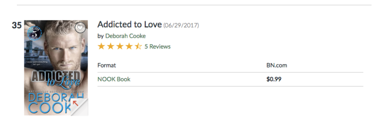 Addicted to Love at #35 overall in the Nook store on March 20, 2019