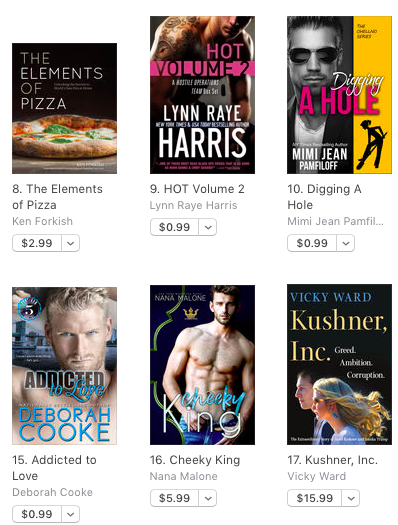 Addicted to Love at #15 overall in the Apple bookstore on March 20, 2019