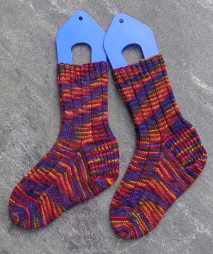 Cuff-down socks knit in Fleece Artist Cottage Socks by Deborah Cooke