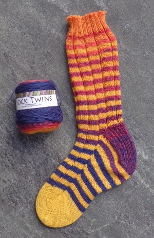Toe-up socks knit in Estelle Sock Twins by Deborah Cooke