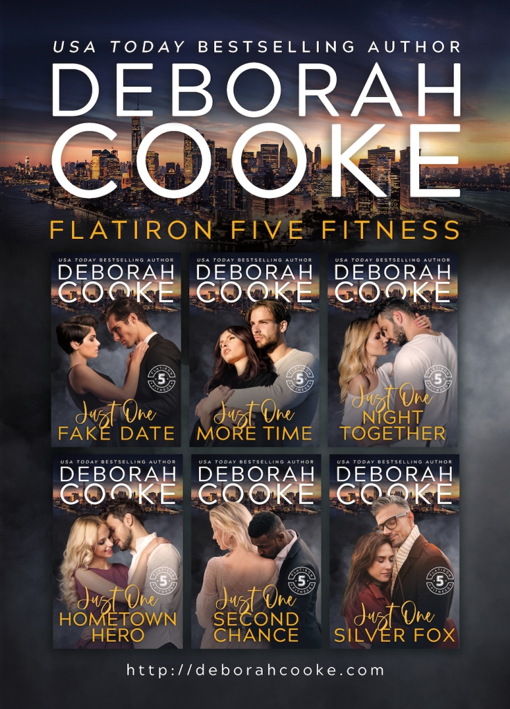 postcard design for The Flatiron Five Fitness series of contemporary romances by Deborah Cooke