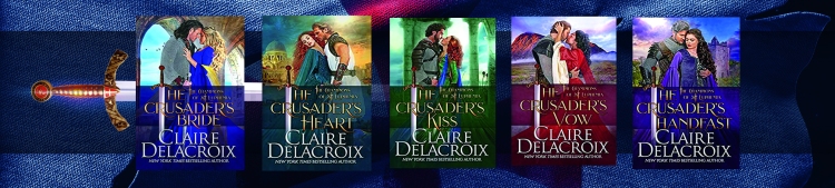 bookmark design for the Champions of St. Euphemia series of medieval romances by Claire Delacroix