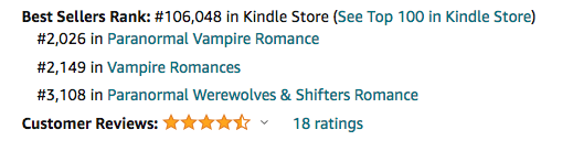 Dragon's Kiss, book two of the DragonFate Novels paranormal romances by Deborah Cooke at #237 overall in the Kindle store, #3 in Vampire romance and #7 in Fantasy romance on January 28, 2021