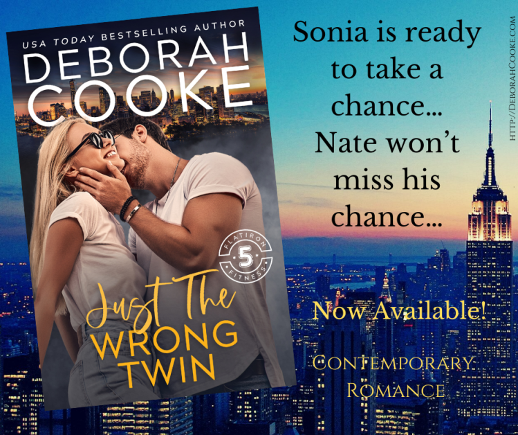 Just the Wrong Twin, book nine in the Flatiron Five Fitness series of contemporary romances by Deborah Cooke