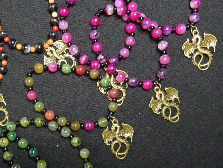 Gemstone dragon bracelets made by Deborah Cooke