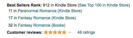 Kiss of Fate's ranking in the Amazon UK store on December 8 2022