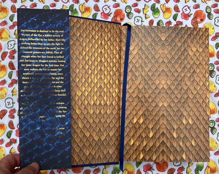 Endpapers of The Dragon Diaries Special Edition Hardcover Omnibus edition with gold foil on the case laminate, by Deborah Cooke