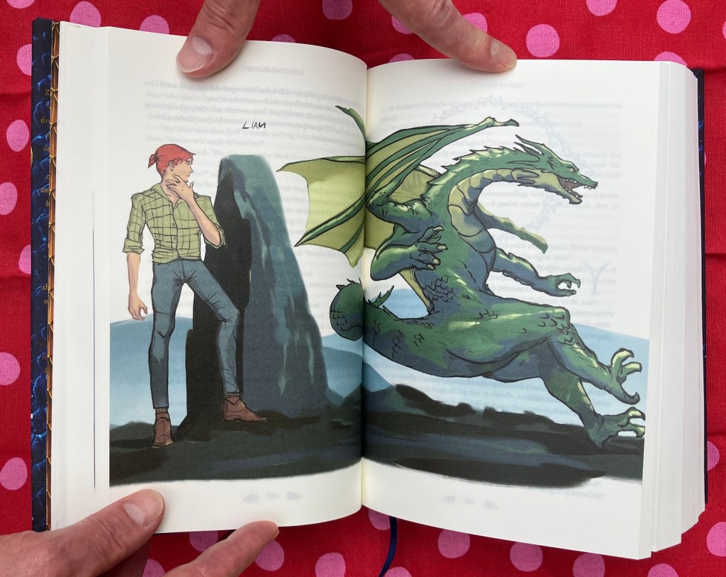 spread of Liam's illustration in the Dragon Diaries Special Edition Hardcover Omnibus