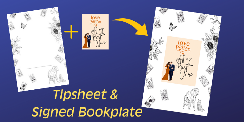 tipsheet and bookplate for Love Potion #9's new edition at Kickstarter