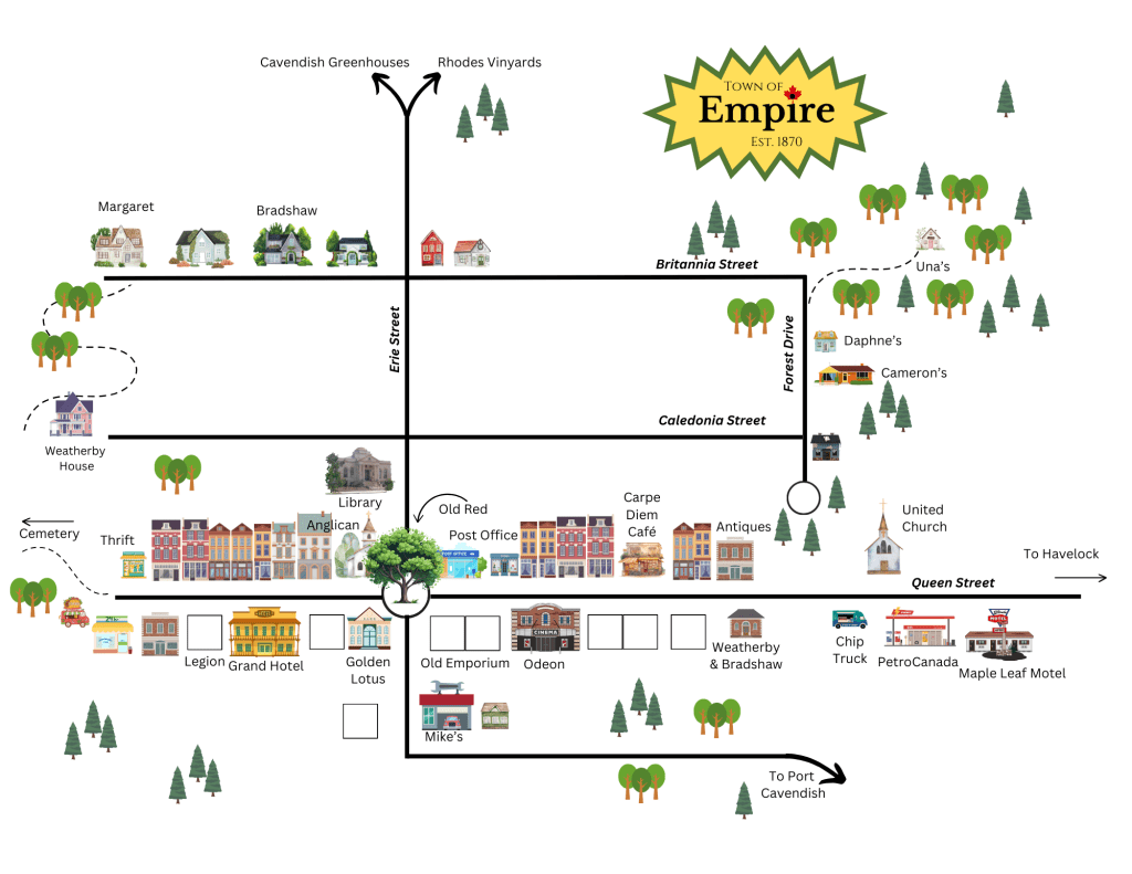 New map of Empire, setting of The Carpe Diem Café series of contemporary romances by Deborah Cooke
