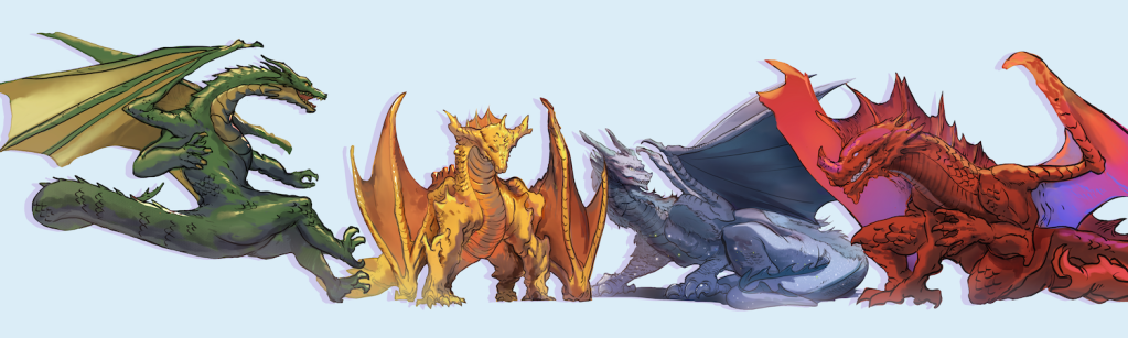 Jaka Prawira's illustration of the crew for The Dragon Diaries Omnibus by Deborah Cooke